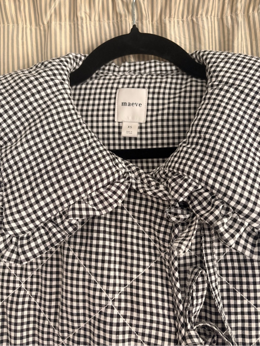 Maeve Black & White Gingham Quilted Tie-Front Jacket - Picture 6 of 6